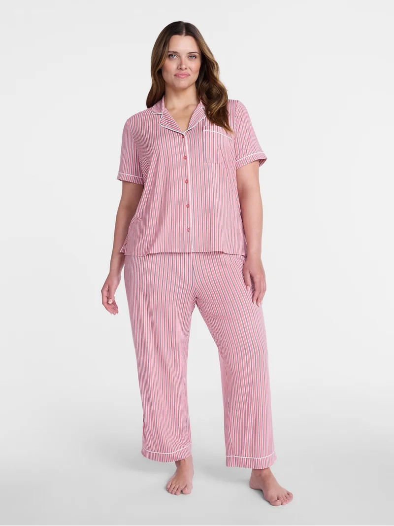 Joyspun(4.7)|3,620 Joyspun Women's Dreamy Soft Collection Notch Collar Top and Capri Pants Pajama... | Walmart (US)