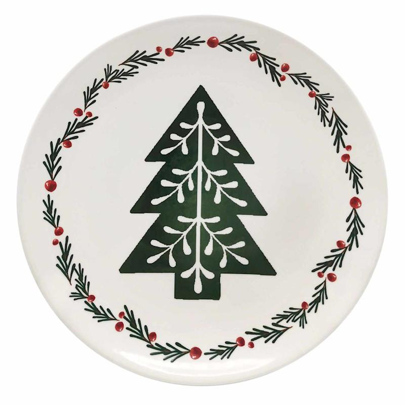 White & Green Tree Salad Plate | At Home