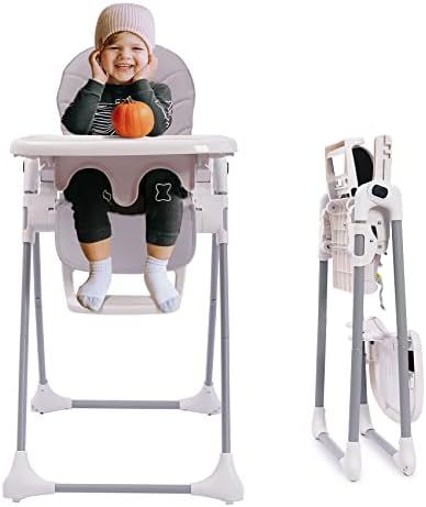 3 in 1 Convertible Folding High Chair , Space Saving Baby Highchair with Wheels, Detachable Doubl... | Amazon (US)