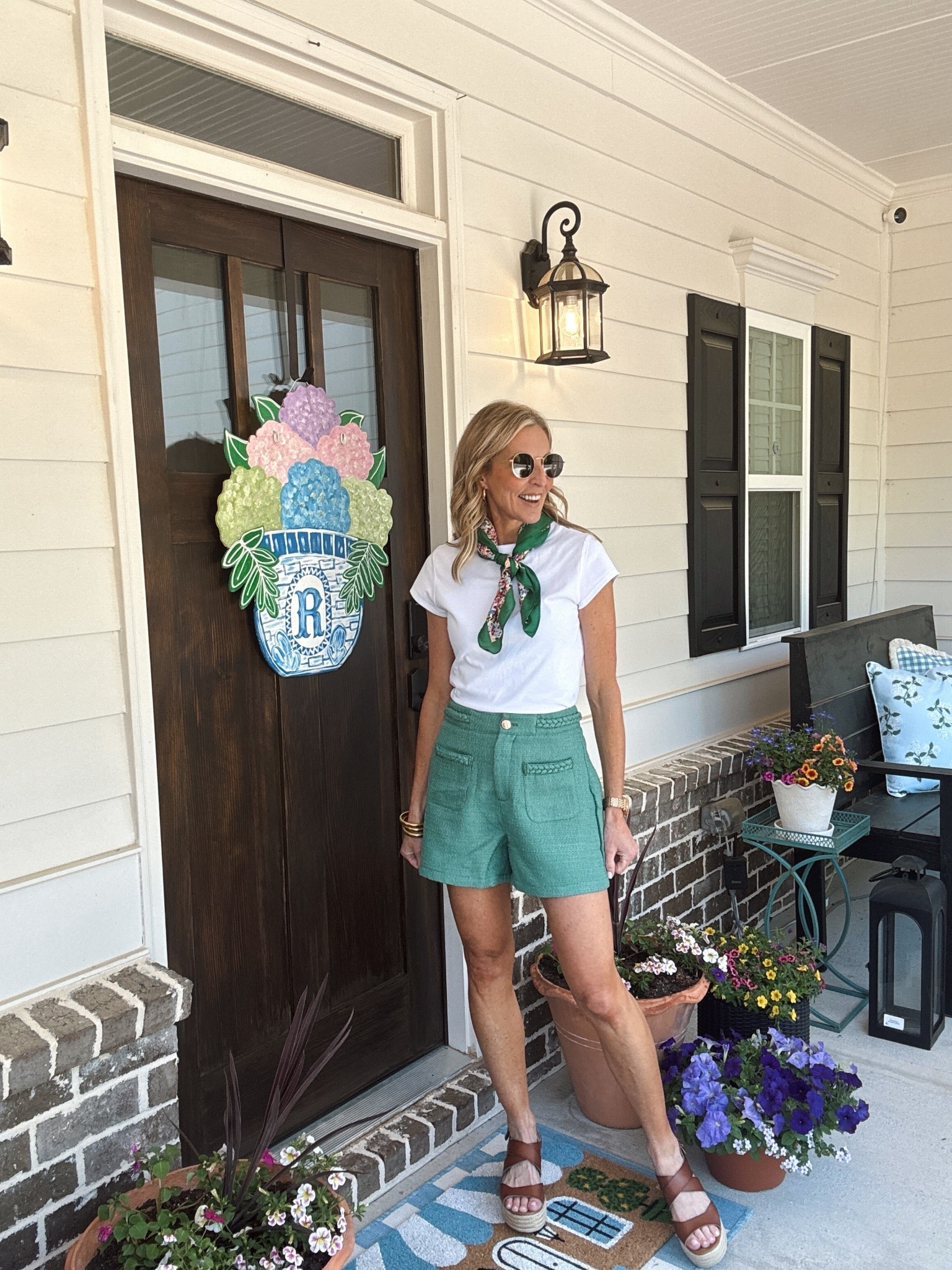 Okay this look is giving polished but still so easy. These high-waisted summer tweed shorts have the prettiest rope detail at the waist, a flattering wide leg fit, and yes… front pockets … They’re lightweight, breathable, and machine washable (the win we all want). Wearing a size small and paired them with a $10 Walmart tee and my J.Crew scarf to pull it all together. Just add a cute straw hat and you’ve got the perfect dressy casual summer outfit ☀️

high waisted shorts, tweed shorts outfit, summer shorts style, wide leg shorts, dressy casual outfit, Walmart fashion find, affordable summer outfit, breathable summer clothing, casual chic style, everyday outfit inspiration, neutral summer outfit, vacation outfit idea, classic preppy style, womens summer fashion, effortless style outfit