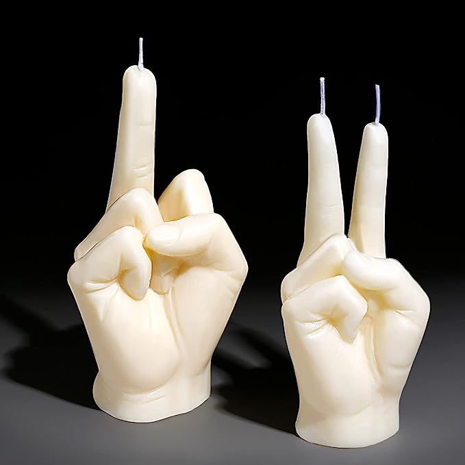 Amazon.com: BBTO 2 Pieces Middle Finger Candles Hand Candles Victory Gesture Candle Teen Room Dec... | Amazon (US)