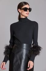 Cotton Cashmere Fur Sweater - Black | tyler boe
