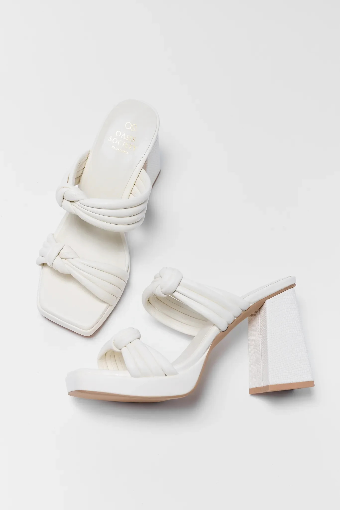 Hope Ivory Knotted Block Heels | Avara