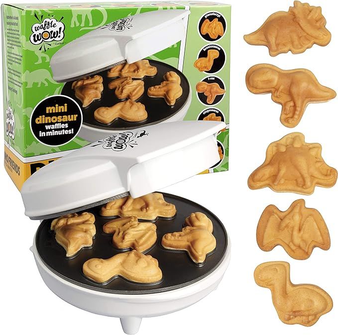 Dinosaur Mini Waffle Maker- Make Breakfast Fun and Cool for Kids and Adults with Novelty Pancakes... | Amazon (US)