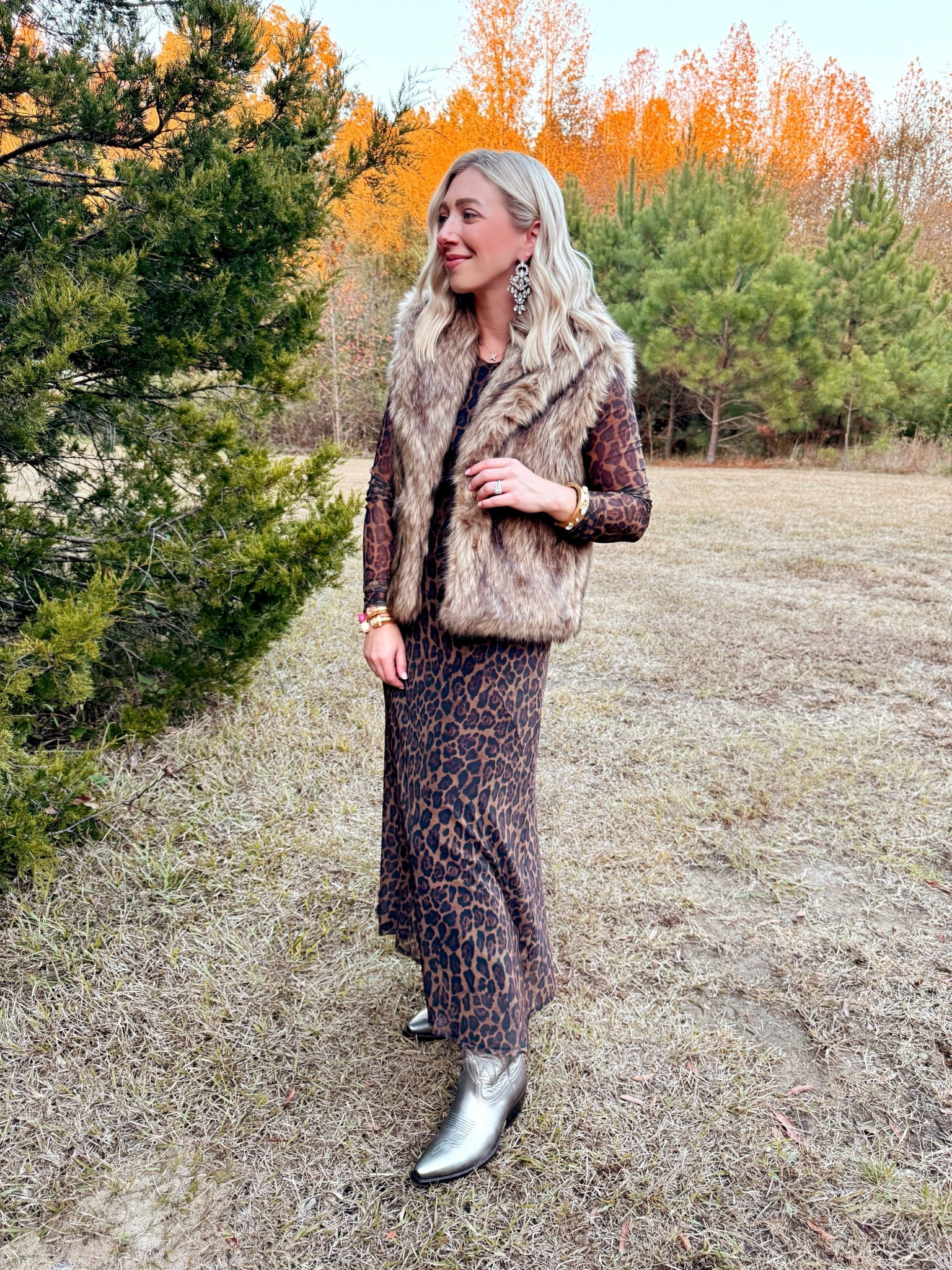 Last nights Fall family photo outfit 🐆🤎✨ This look would be perfect for a holiday party as well! 😍 Shop everything via the 🔗 in my bio! Happy Sunday!!

Linked tons of similar dresses, they brought back my best in the jacket version from Abercrombie, boots are the Sadie from Tecovas (silver is from 2 years ago)

Leopard dresses, fall fashion, fall outfits, holiday outfits, holiday party, faux fur 

#LTKFindsUnder100 #LTKHoliday #LTKStyleTip