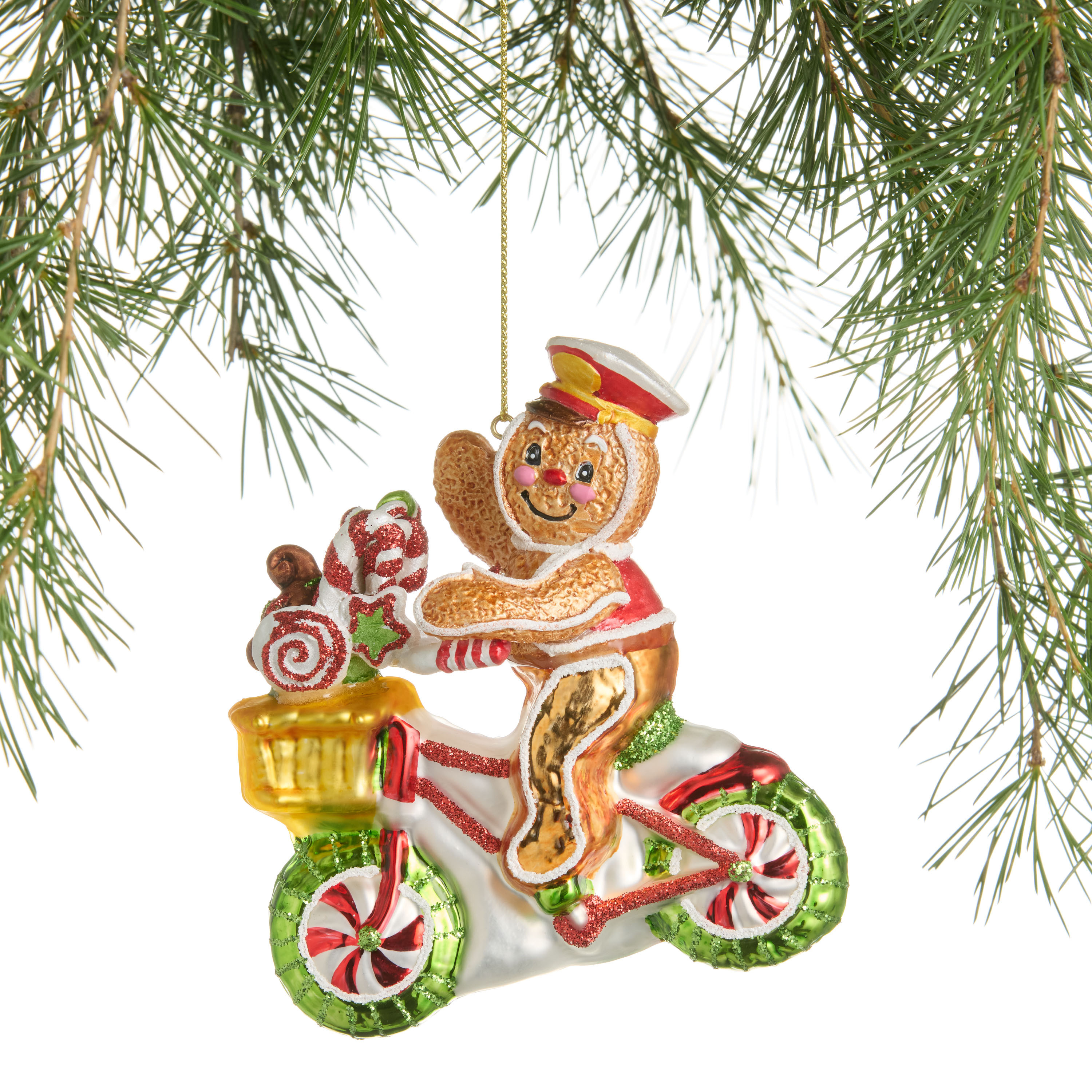 Glass Gingerbread Bike Messenger Ornament | World Market