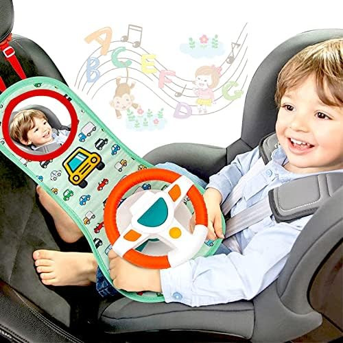 COVTOY Baby Car Seat Toys for Infants with Mirror, Steering Wheel, Music Lights, Driving Sounds -... | Amazon (US)