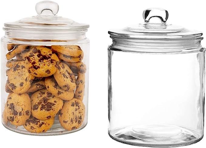 Set of 2 Glass Jar with Lid (2 Liter) | Airtight Glass Storage Cookie Jar for Flour, Pasta, Candy... | Amazon (US)