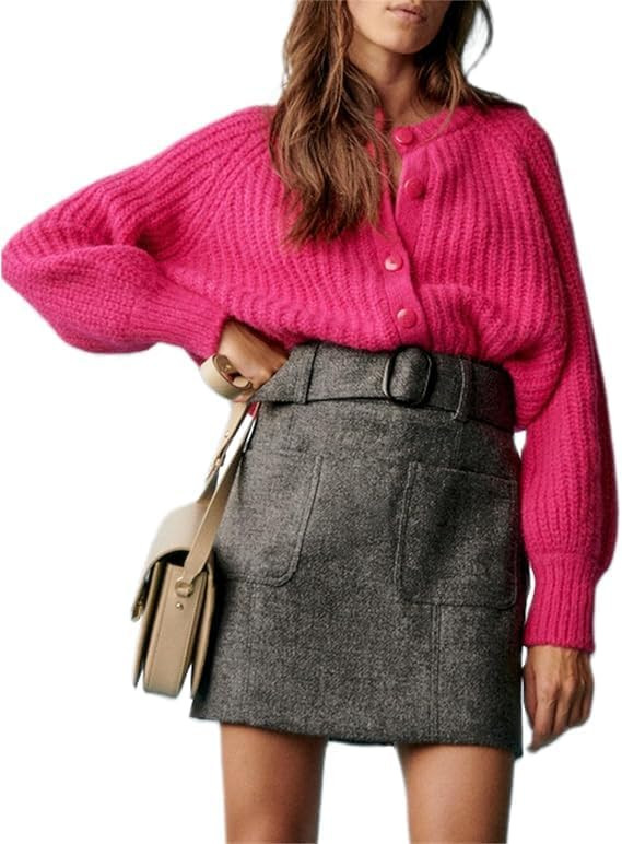 Women Button Down Oversized Knit Cardigan Crochet Long Sleeve Knitted Sweater Cardigans Outwear | Amazon (US)