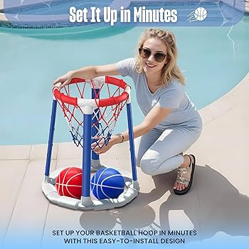 Pool Basketball Hoop Pool Games Pool Toys with 2 Basketballs Floating Basketball Hoop for Pool fo... | Amazon (US)