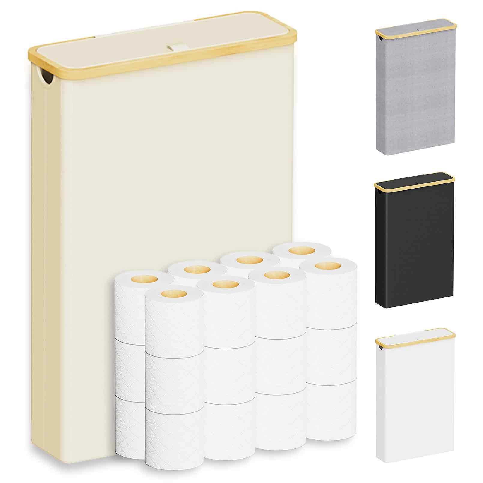 SpaceAid Extra Large Toilet Paper Storage with Lid, Hold up to 24 Regular Rolls or 18 Mega Rolls, Slim Toilet Paper Basket Holder Bin Container, Bathroom Accessories Organizer, Beige | Amazon (US)