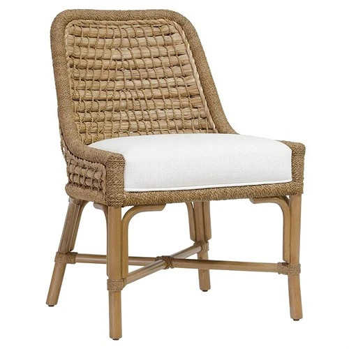 Palecek Capitola Coastal Natural Seagrass Rope White Performance Dining Side Chair | Kathy Kuo Home