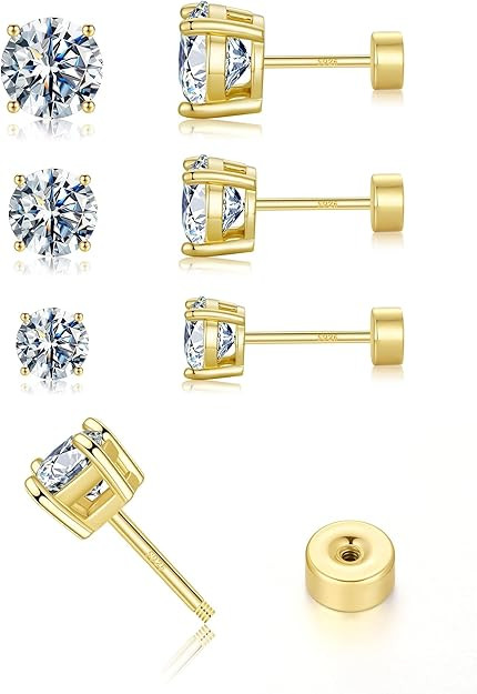 MOOSEA 3 Pairs Moissanite Earrings Studs for Women Men, D Color VVS1 Clarity Lab Created Moissani... | Amazon (US)