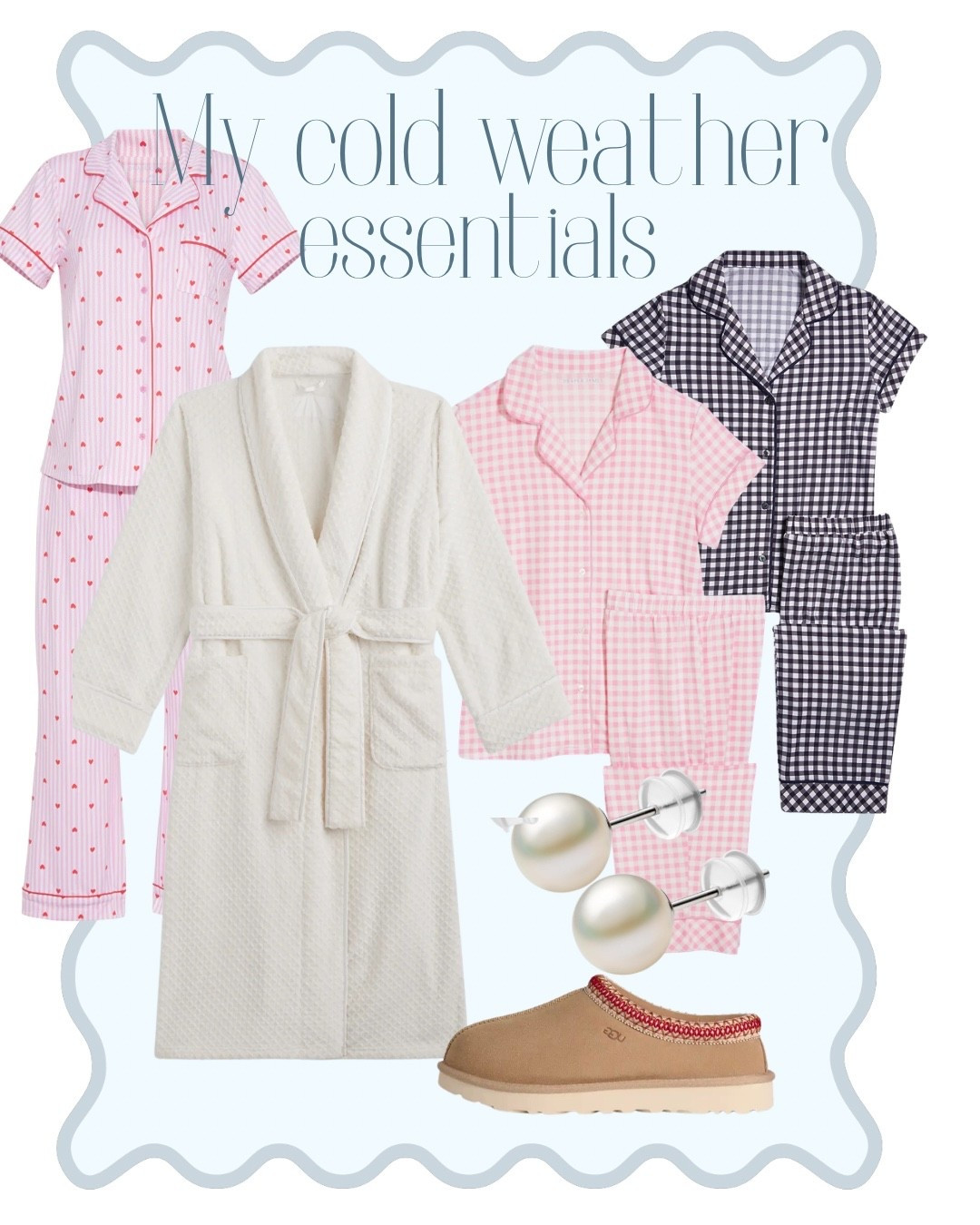 My kind of cold weather uniform: soft pajamas, a warm robe, classic pearls, and comfy slippers. Cozy, classic, and perfect for staying in 🩷


Draper James, UGGs, cold weather essentials, cozy pajamas, women’s pajamas, matching pajama set, plush robe, cozy robe, winter loungewear, sleepwear favorites, gingham pajamas, pink pajamas, heart print pajamas, pearl stud earrings, classic pearls, cozy slippers, slip on slippers, at home style, self care essentials, stay home outfit, winter comfort, cozy home vibes, over 50

#LTKValentine #LTKselfcare #LTKmorningroutine