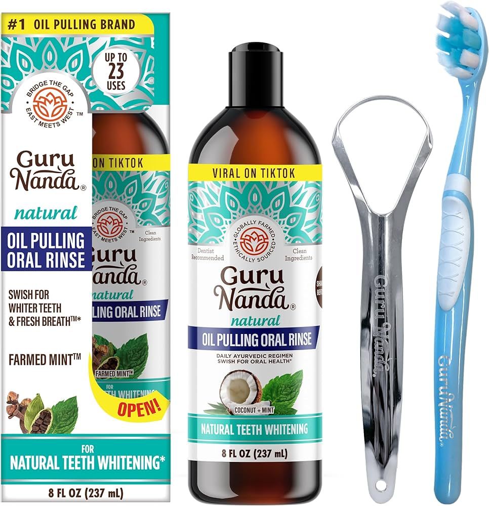 GuruNanda Coconut Oil Pulling (Mickey D), Fresh Breath & Whitening Mouthwash, 7 Essential Oils & ... | Amazon (US)