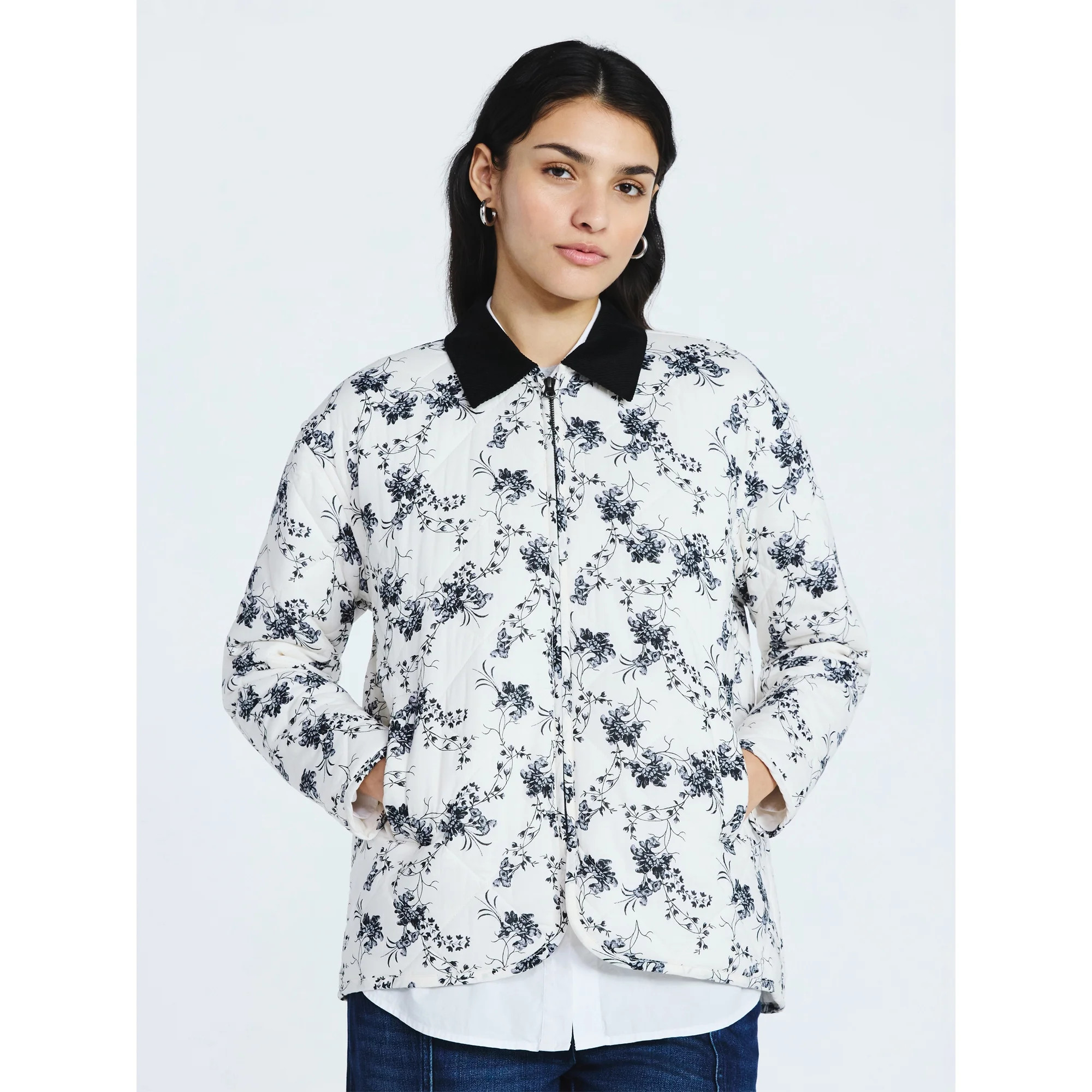 Scoop Women's and Women's Plus Cotton Quilted Chore Jacket, Midweight, Sizes XS-4X | Walmart (US)