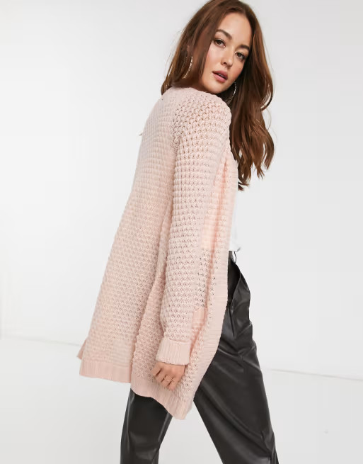 Vero Moda open knit cardigan in pastel pink | ASOS US