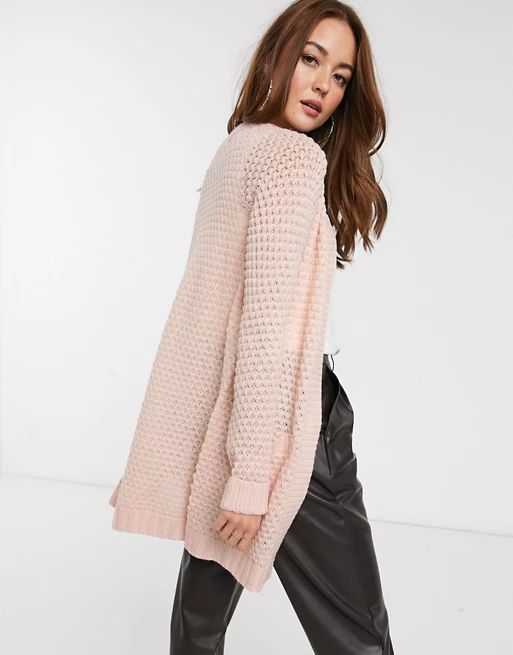 Vero Moda open knit cardigan in pastel pink | ASOS US