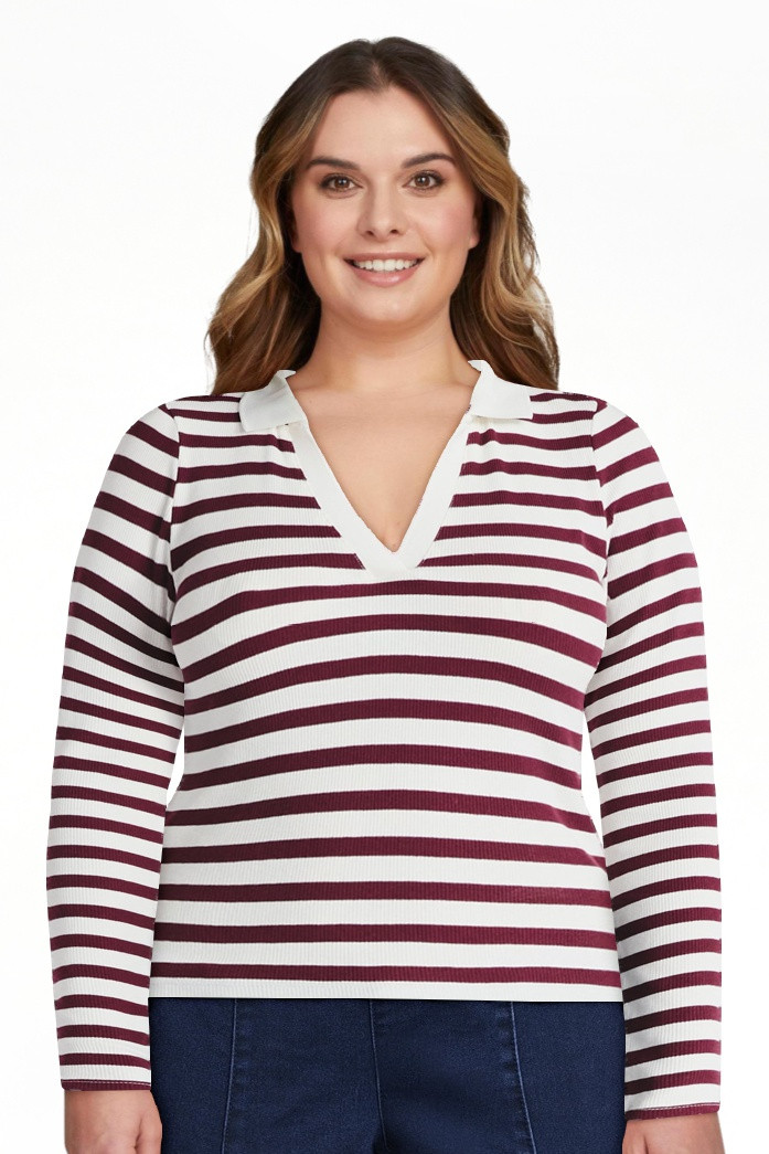 No Boundaries Johnny Collar Tee with Long Sleeves, Women's | Walmart (US)