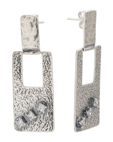 Made In Israel Sterling Silver Cz Door Knocker Earrings | TJ Maxx