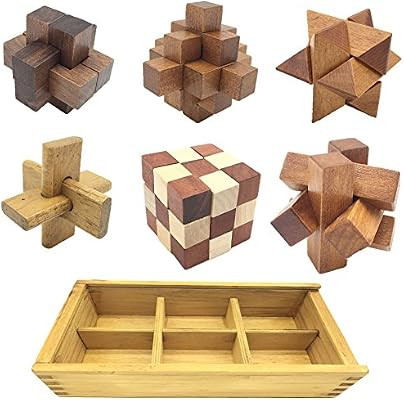 Guaishou 6-in-One 3D Luxury Wooden Brain Puzzle Teaser Kongming Lock for Teens and Adults Include... | Amazon (US)