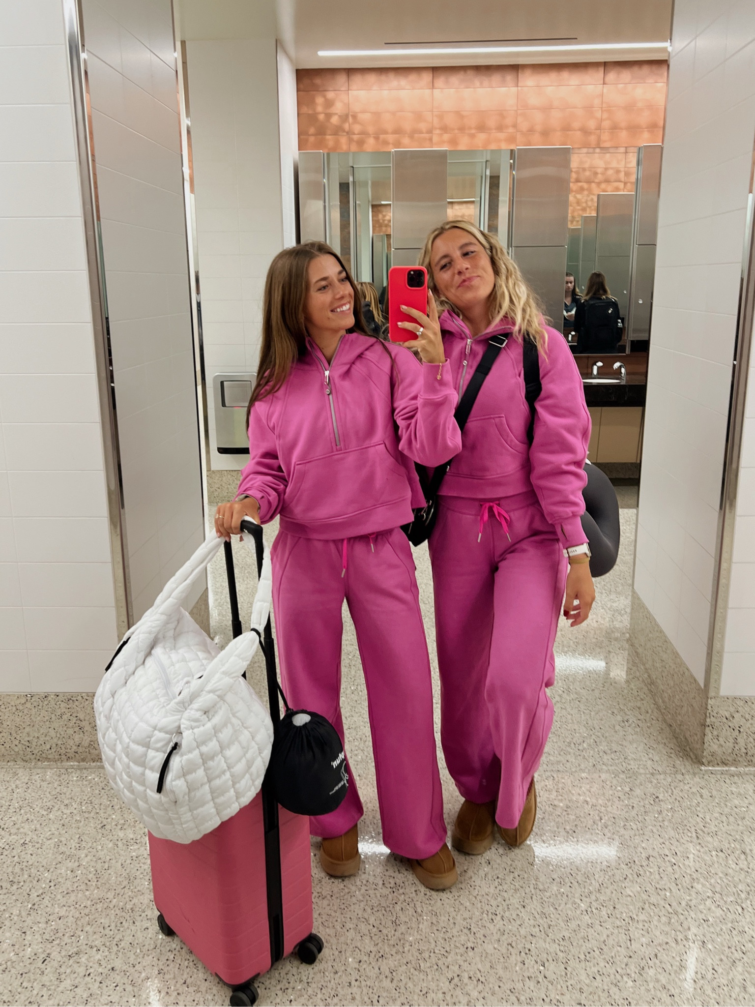 the BEST travel outfits🤭🩷 the funnel neck and hoodie are in stock in this color & on sale!!

#LTKSeasonal #LTKTravel #LTKStyleTip