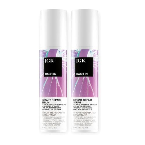IGK Cash In Instant Repair Hair Serum | Reduce Breakage + Increase Strength | Silicone-Free | 1.7 oz (Pack of 2) | Amazon (US)