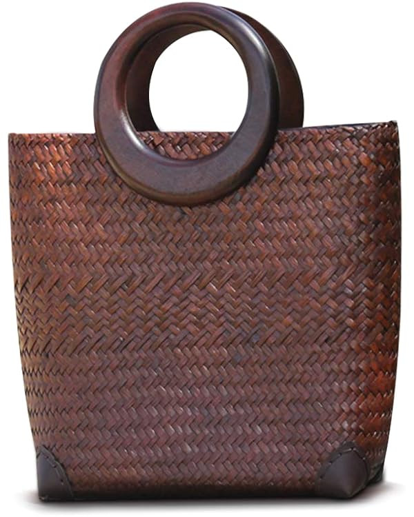 QTKJ Hand-woven Womens Straw Large Boho Handbag Bag for Women, Summer Beach Rattan Tote Travel Ba... | Amazon (US)