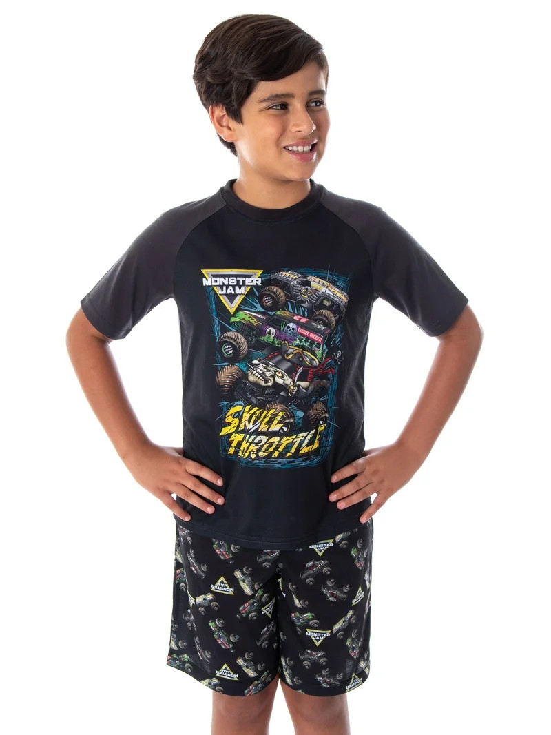 Monster Jam Boys' Skull Throttle Monster Truck Shirt And Shorts Pajama Set | Walmart (US)