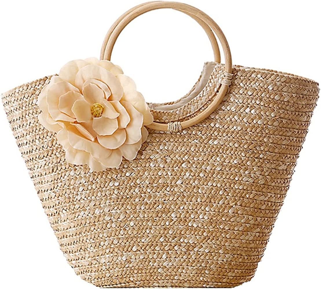 Beach Bags Women Totes Bags Handmade Knitting Large Straw Ladies Handbags Summer Flowers Rattan W... | Amazon (US)