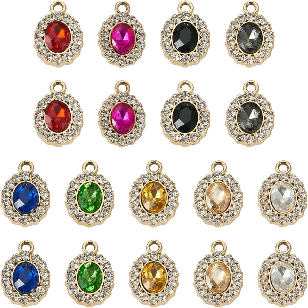 Glass Birthstone Charms Round Teardrop Heart Leaf Rhinestone Charm Golden Vintage Faceted Crystal... | Amazon (US)