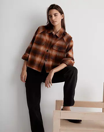 Flannel Crop Shirt-Jacket in Plaid | Madewell