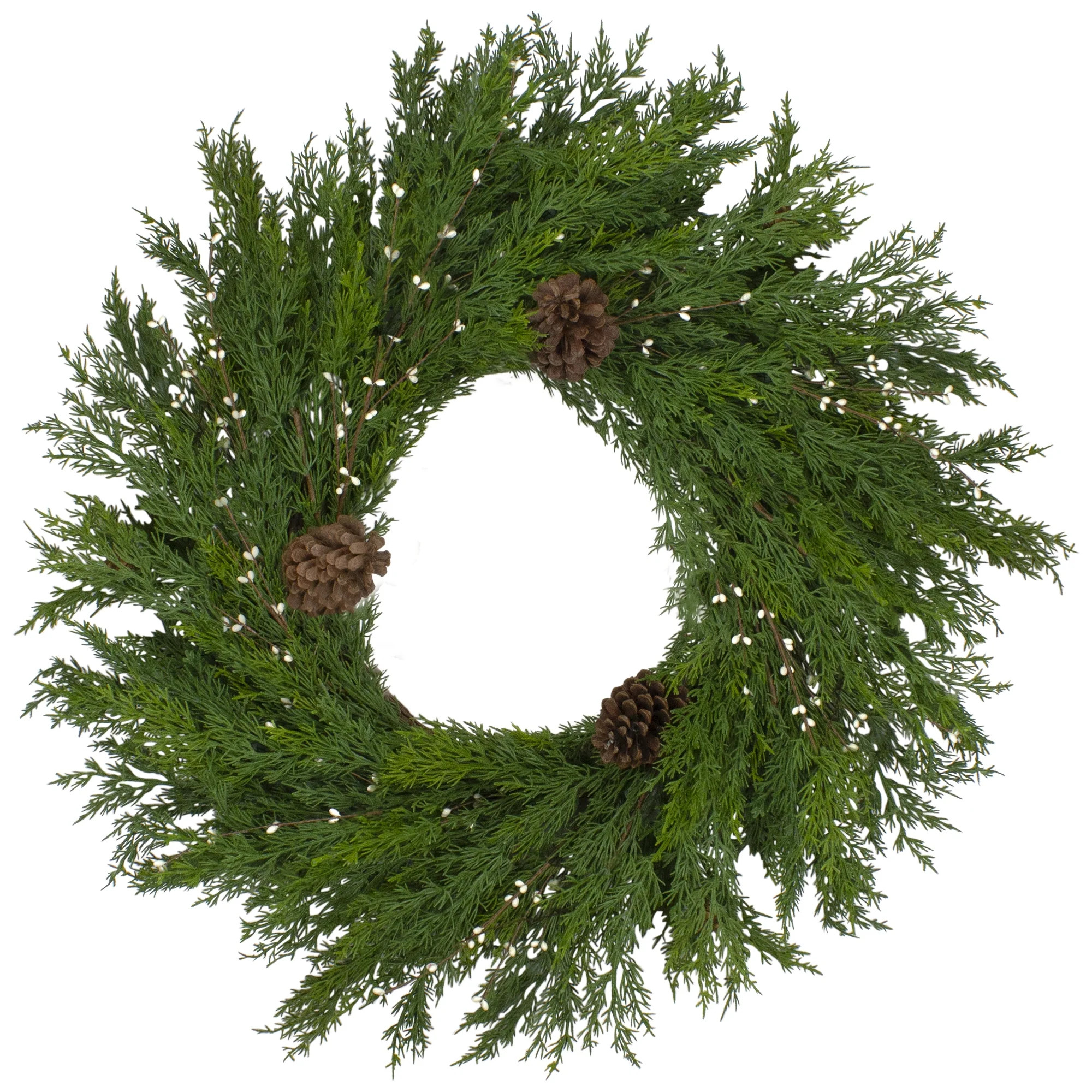 Northlight 32" Cedar with Pine Cones and White Berries Artificial Christmas Wreath - Unlit | Walmart (US)