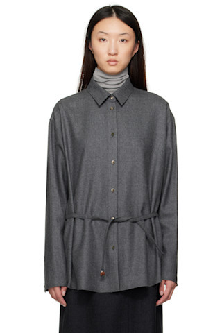 Gray Oversized Belted Shirt | SSENSE