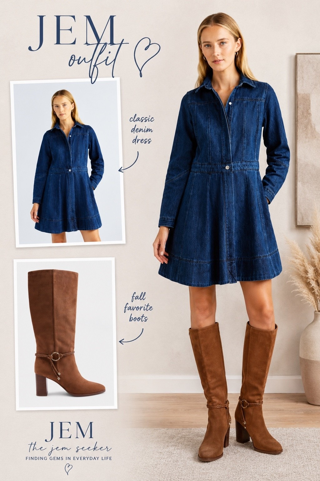 Denim + boots = the fall combo that never misses 🤎🍂 This JEM outfit is easy, polished, and gives that effortless put-together look without even trying. Walmart finds for the win! ✨

#TheJEMSeeker #JEMOutfit #FallFashion #DenimDress #WalmartFashion #FallOutfitInspo #AffordableStyle #LTKStyle