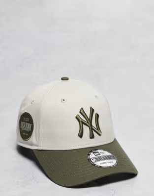 New Era NY Yankees 9forty cap in beige with khaki contrast peak | ASOS | ASOS (Global)