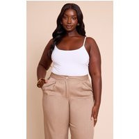 Plus White Soft Cotton Strappy Bodysuit | PrettyLittleThing US