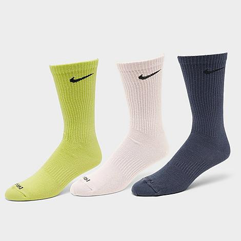 Nike Everyday Plus Lightweight Training Crew Socks (3 Pack) in Blue/Green/White/Multi-Color Size Med | Finish Line (US)