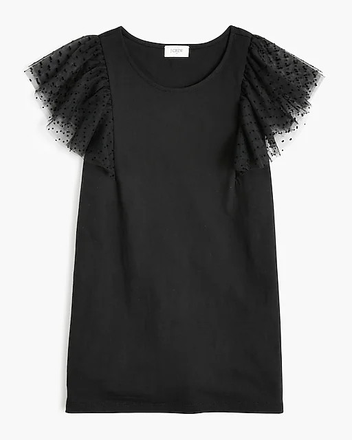 Polka-dot ruffle-shoulder tank top | J.Crew Factory