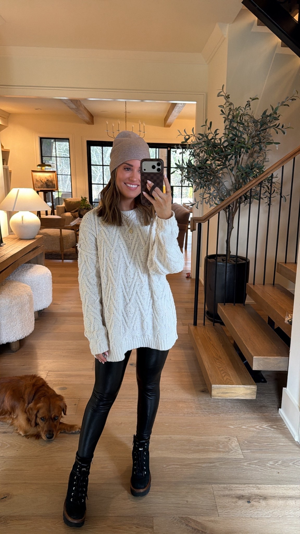 My fave beanie is on sale!! Love that’s it isn’t cuffed 🙌🏻 Sweater is old, but linking similar. Wearing an xs in these faux leather leggings- I like them more than my Spanx ones because they’re more shiny if that makes sense. Boots are old too 😭  

#LTKFindsUnder50 #LTKSaleAlert #LTKPetite