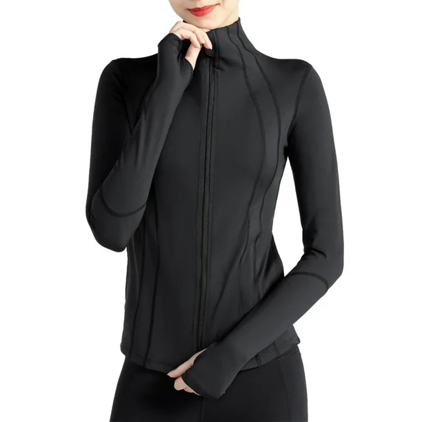 Women's Full Zip Up Running Track Jacket Long-sleeved Yoga Sportswear Workout Sports Jacket | Walmart (US)
