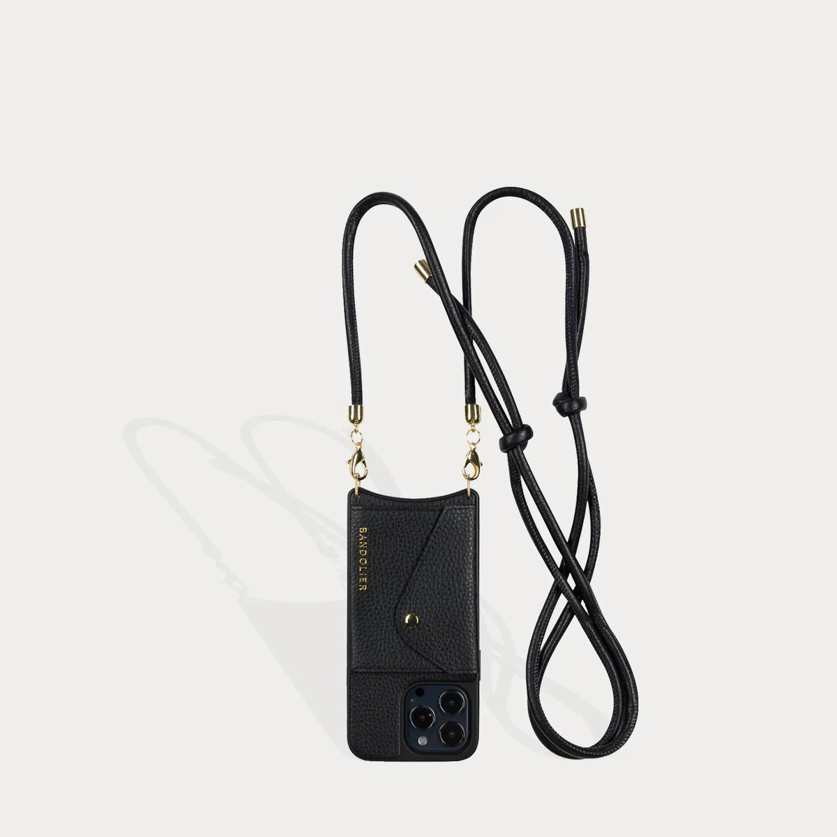 Julian Pebble Leather Crossbody Bandolier - Black/Gold | Bandolier