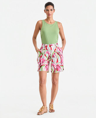Women's High-Rise Linen Bermuda Shorts | Macy's