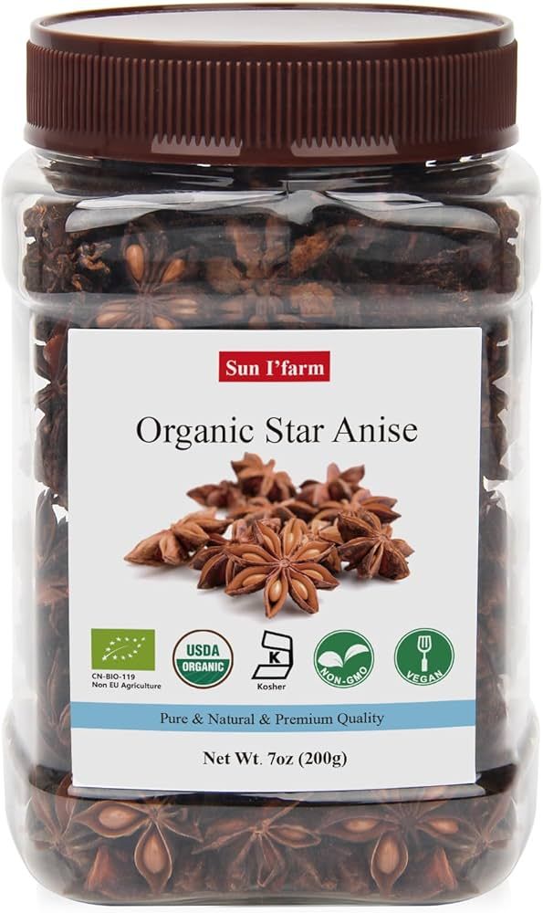 Sun I’farm Organic Star Anise, Chinese Star Anise Whole 7oz(200g), Fresh, Pure and Dried Anise ... | Amazon (US)