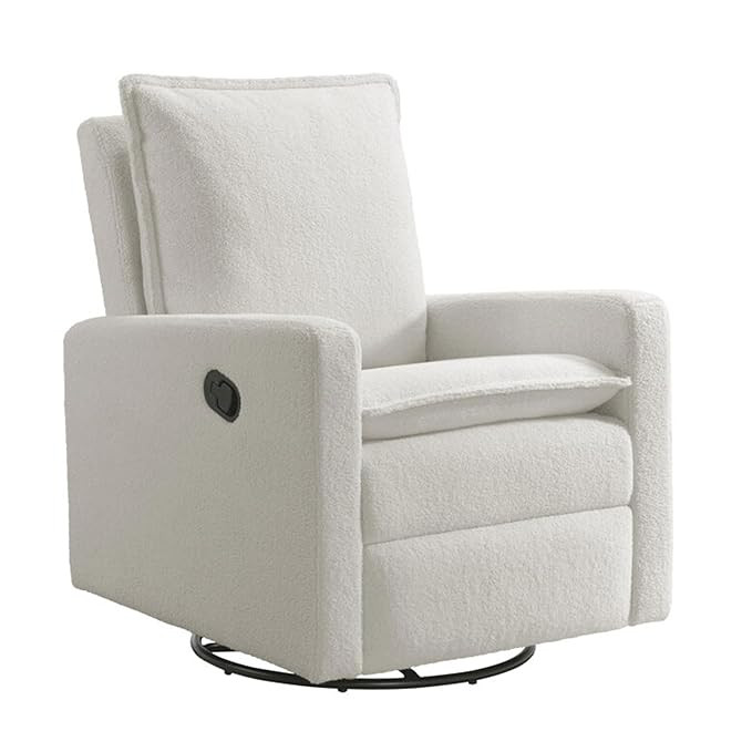 Oxford Baby Uptown Upholstered Swivel Glider and Recliner Nursery Chair, Boucle White | Amazon (US)