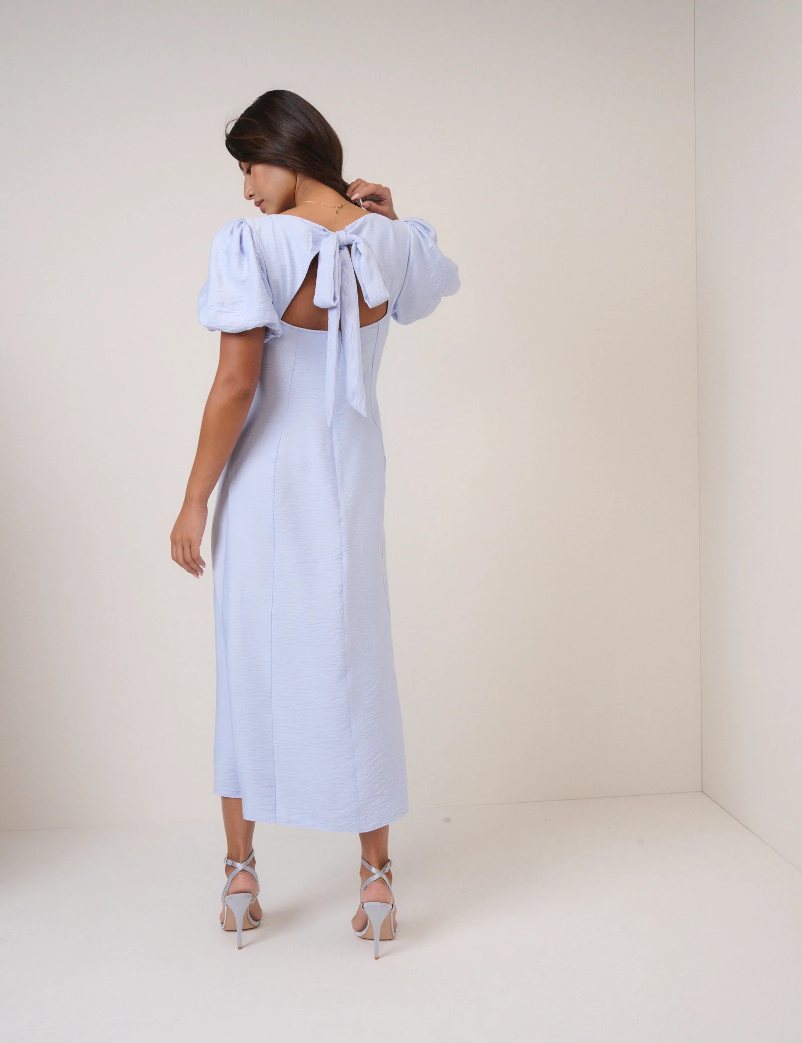 Blue Puff Sleeve Pax Midi Dress | Nobody's Child