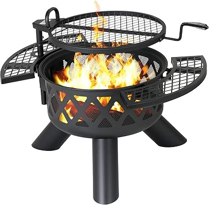 BALI OUTDOORS Fire Pits Outdoor Wood Burning, Wood Fire Pit with Cooking Grate Outdoor Fireplace ... | Amazon (US)