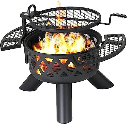 BALI OUTDOORS Fire Pits Outdoor Wood Burning, Wood Fire Pit with Cooking Grate Outdoor Fireplace ... | Amazon (US)