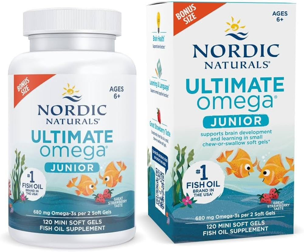 Nordic Naturals Ultimate Omega Jr., Strawberry - 120 Mini Soft Gels - 680 Total Omega-3s with EPA... | Amazon (US)