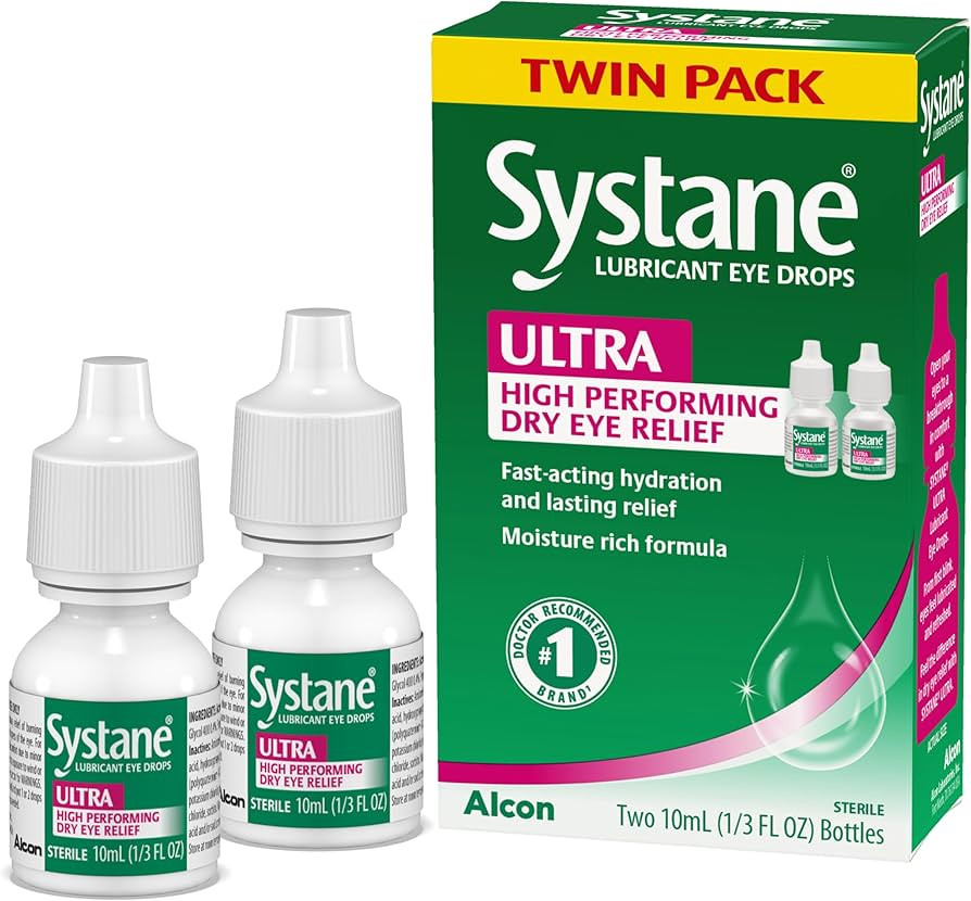 Systane Ultra Lubricant Eye Drops, Artificial Tears for Dry Eye, Twin Pack, 10-mL Each | Amazon (US)